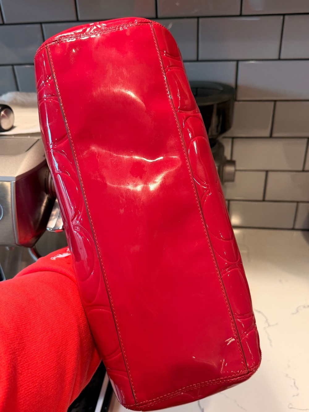 Coach Peyton 2012 Embossed Barbie Pink Patent Leather Crossbody Tote Bag - Picture 7 of 13